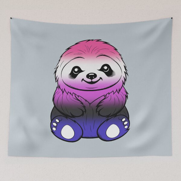 Item preview, Cute Genderfluid Pride Flag Sloth, Subtle Kawaii Genderfluid Sloth Design designed and sold by Travelslightly.