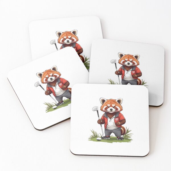 Item preview, Happy red panda playing golf designed and sold by Karaz's Animal Kingdom.
