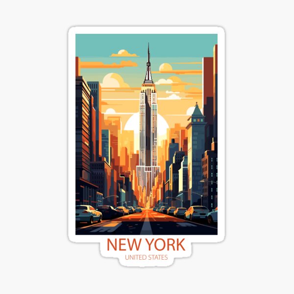 Item preview, New York. United States. Vintage Style Travel Poster. designed and sold by Lucy Goosy Art.
