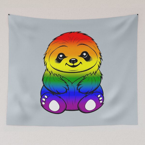 Item preview, Cute LGBTQIA+ Pride Flag Sloth, Subtle Kawaii Rainbow Sloth Design designed and sold by Travelslightly.