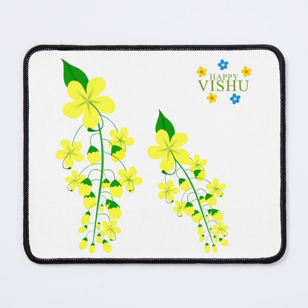 Item preview, Happy Vishu with Cassia fistula design designed and sold by DesignDrawn.