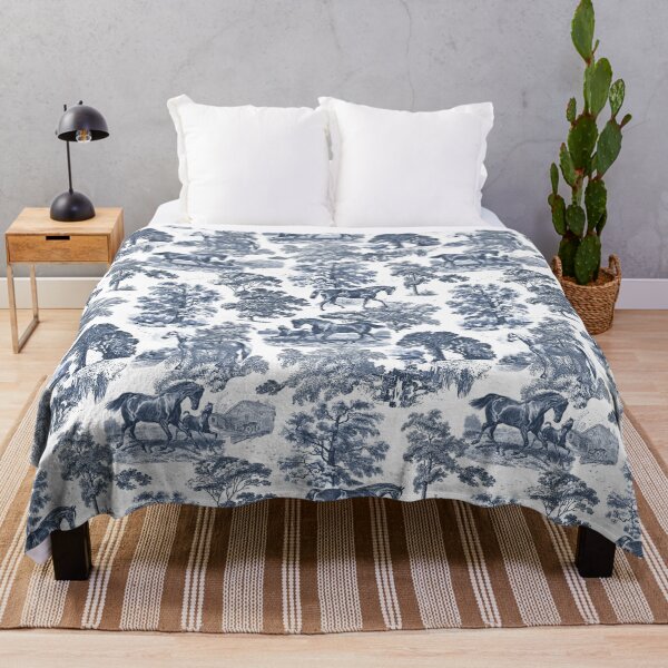 Item preview, Elegant Vintage Chic Blue Toile Horses Pattern designed and sold by tanjica.