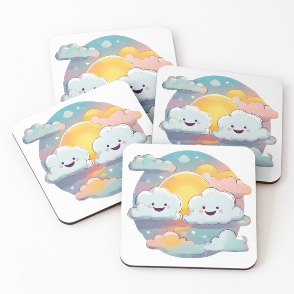 Item preview, sunset and cute cheerful clouds, radiate positivity, smiling friends designed and sold by orthodox-icon.