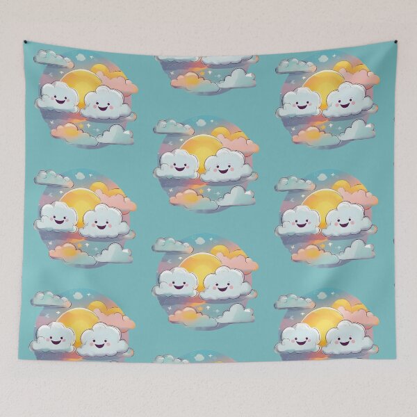Item preview, sunset and cute cheerful clouds, radiate positivity, smiling friends designed and sold by orthodox-icon.