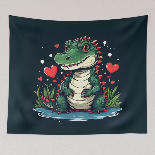 Item preview, Alligator with hearts designed and sold by Planetporridge.