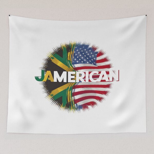 Item preview, Jamerican Pride Flag Fusion Graphic Design for Jamaican and American designed and sold by seelya83.