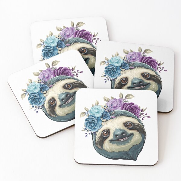 Item preview, Sloth Flowers Seamless Pattern designed and sold by BeebooDesign.