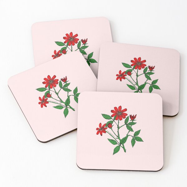 Item preview, Bright Red Pompon Rose Bloom Single 1-7 Petals Almost Flat designed and sold by zenithcreative.