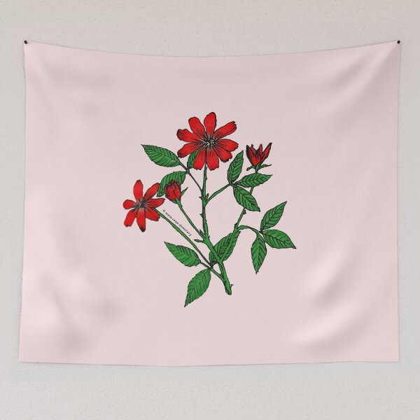 Item preview, Bright Red Pompon Rose Bloom Single 1-7 Petals Almost Flat designed and sold by zenithcreative.