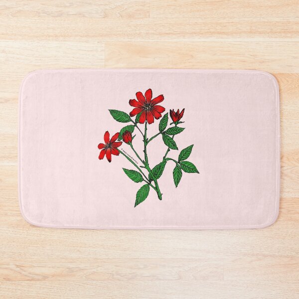 Item preview, Bright Red Pompon Rose Bloom Single 1-7 Petals Almost Flat designed and sold by Rachael Taylor.