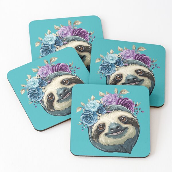 Item preview, Sloth Flowers Seamless Pattern designed and sold by BeebooDesign.