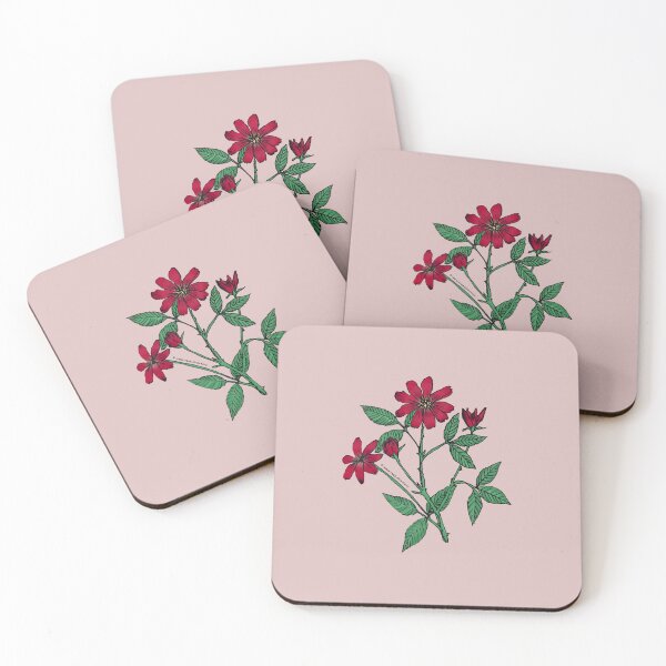 Item preview, Dark Red Pompon Rose Bloom Single 1-7 Petals Almost Flat designed and sold by zenithcreative.
