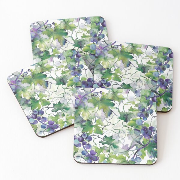 Item preview, Greek Vineyards Abstract Watercolor Pattern - Lush Green & Purple Grapes designed and sold by aricutcia.