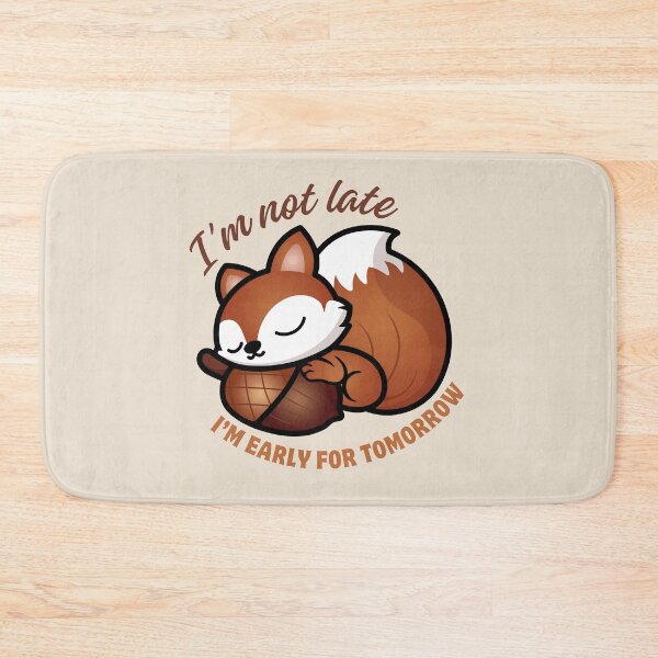 Item preview, I’m Not Late, I’m Early for Tomorrow | Cute Squirrel Sleeping with Acorn designed and sold by Kimochi-Shop.