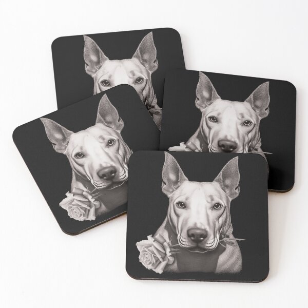 Item preview, Bull Terrier with a rose in its mouth designed and sold by Ecmoprints.