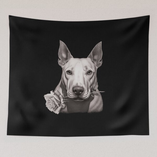 Item preview, Bull Terrier with a rose in its mouth designed and sold by Ecmoprints.