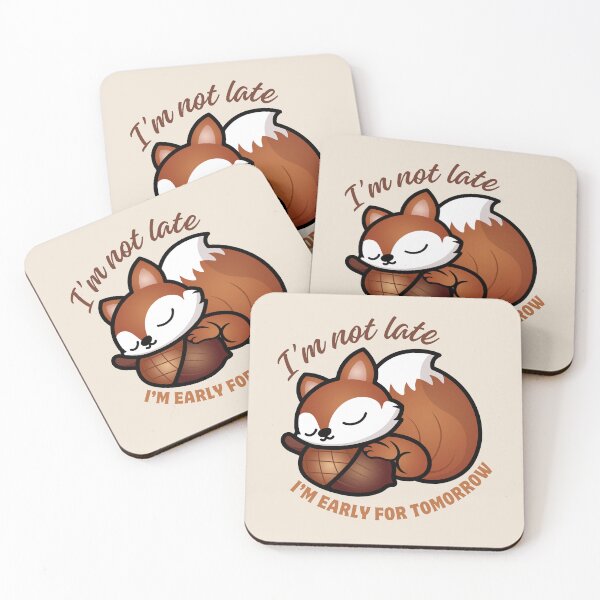 Item preview, I’m Not Late, I’m Early for Tomorrow | Cute Squirrel Sleeping with Acorn designed and sold by Kimochi-Shop.