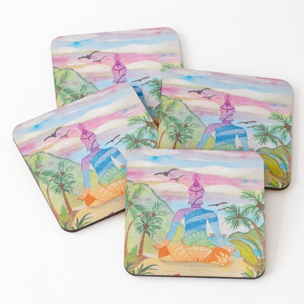 Item preview, Buddha meditating in a tropical beach  designed and sold by Kiruthikaarts.