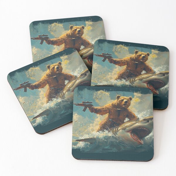 Item preview, Bear Riding A Shark And Shooting A Gun designed and sold by Alfredus.