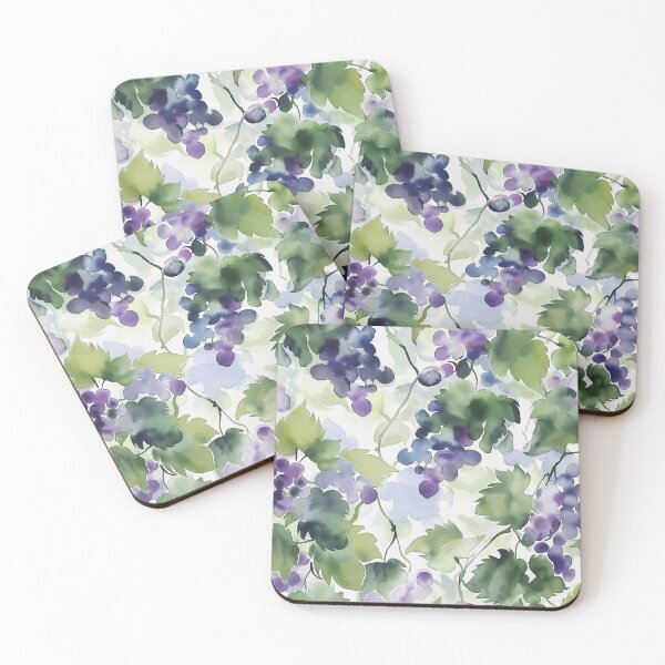 Item preview, Greek Vineyards Watercolor Pattern - Lush Green & Purple Grapevine Abstract designed and sold by aricutcia.