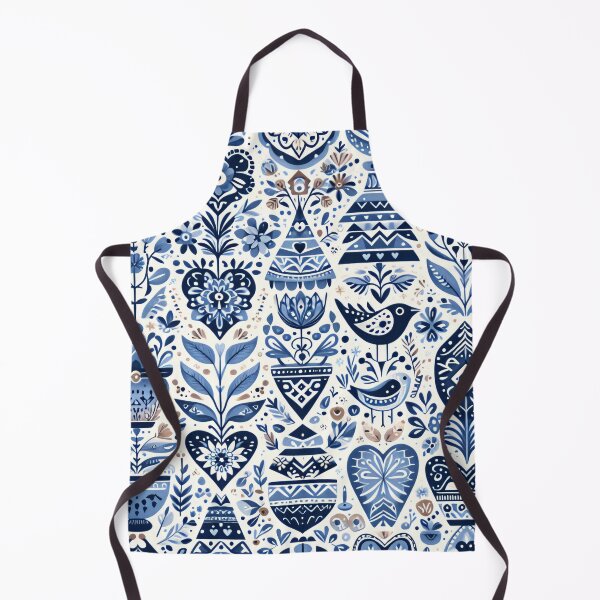 Item preview, Scandinavian Folk Art floral pattern in indigo blue by heidiannemorris ©️ designed and sold by FOLK ART FUSION by heidiannemorris.