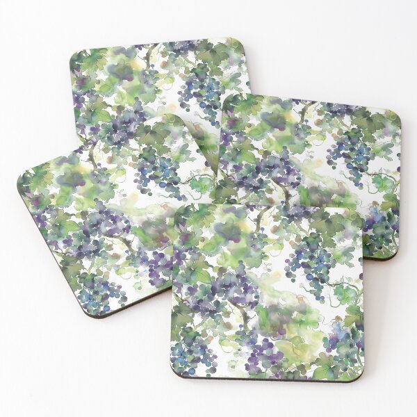 Item preview, Grecian Vineyard Serenity Watercolor Pattern - Lush Green & Purple Grapevines designed and sold by aricutcia.