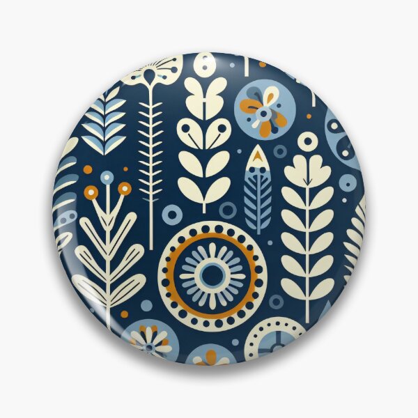 Item preview, Scandinavian Folk Art floral pattern in indigo blue by heidiannemorris ©️  designed and sold by FOLK ART FUSION.