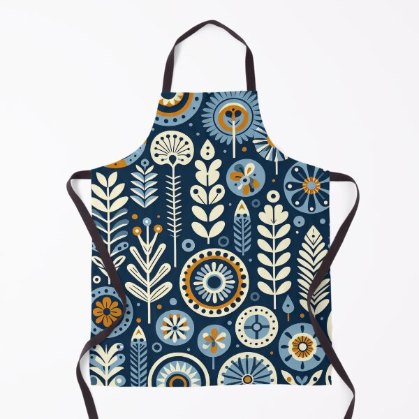 Item preview, Scandinavian Folk Art floral pattern in indigo blue by heidiannemorris ©️ designed and sold by FOLK ART FUSION.