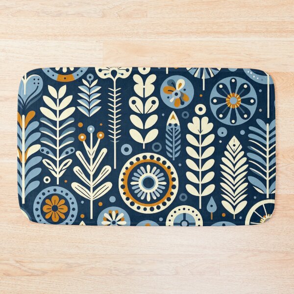 Item preview, Scandinavian Folk Art floral pattern in indigo blue by heidiannemorris ©️  designed and sold by FOLK ART FUSION.