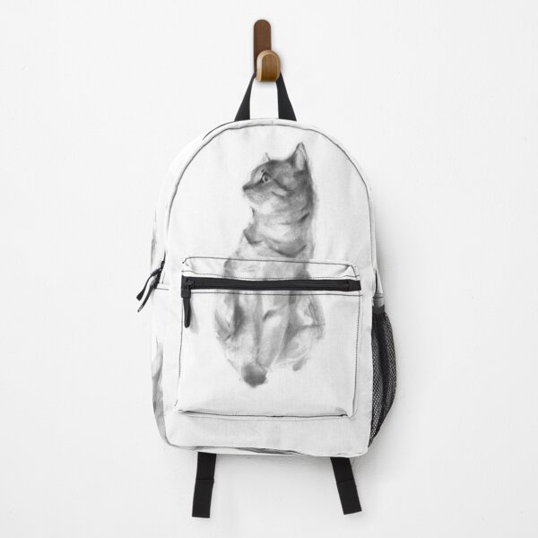 Item preview, cat sitting in black and white charcoal designed and sold by s-flo-art.