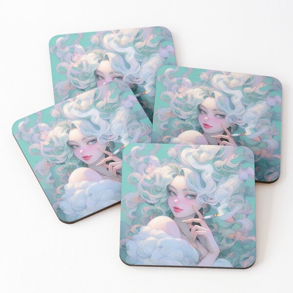 Item preview, Elegant Ethereal Pearls and Cigarette Smoke Anime Girl designed and sold by bubblegoth.