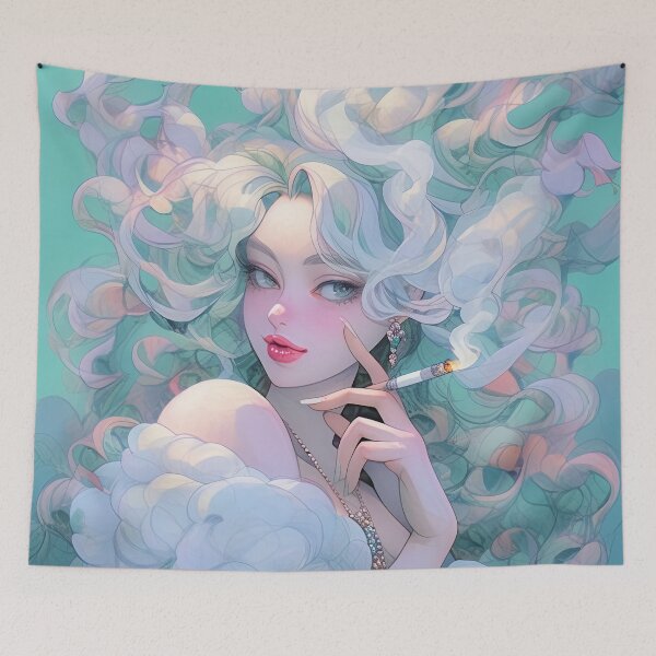 Item preview, Elegant Ethereal Pearls and Cigarette Smoke Anime Girl designed and sold by bubblegoth.