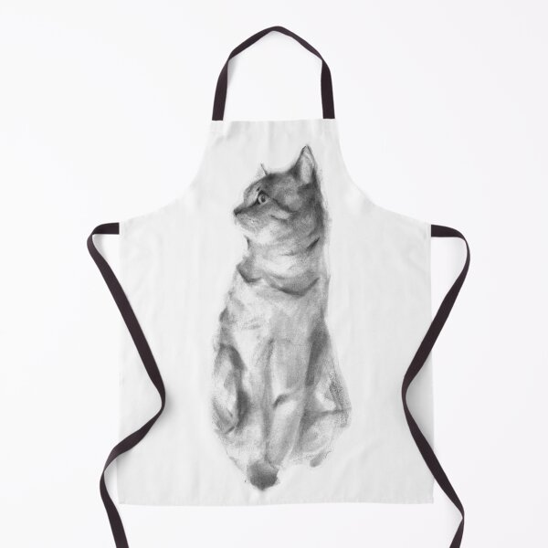 Item preview, cat sitting in black and white charcoal designed and sold by s-flo-art.