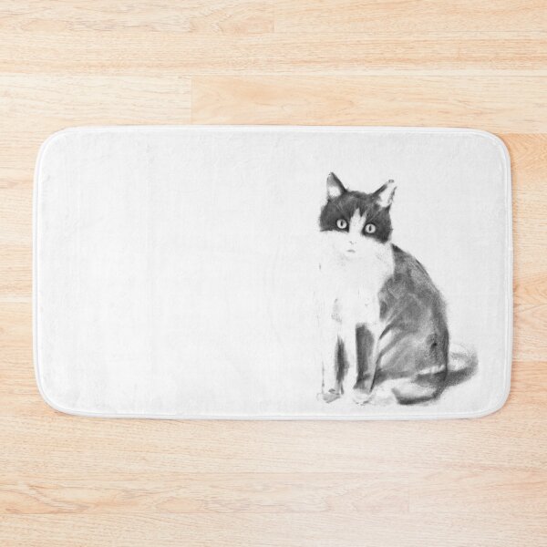 Item preview, cat sitting in black and white charcoal designed and sold by s-flo-art.