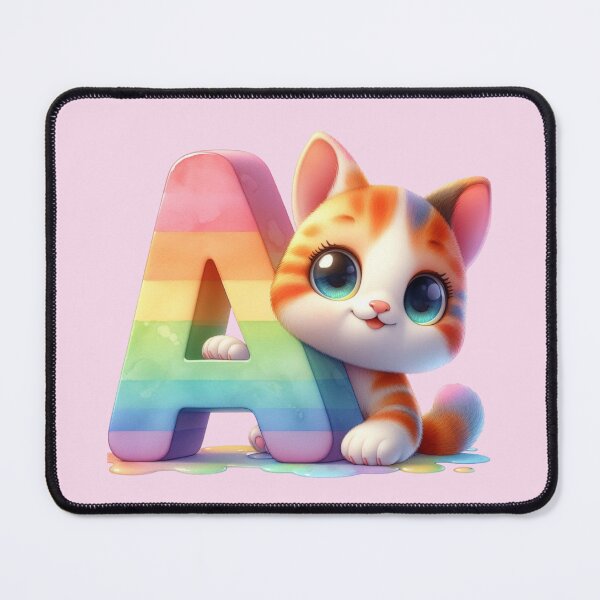 Item preview, Cute Cat Rainbow Letter A designed and sold by NettiesWallArt.