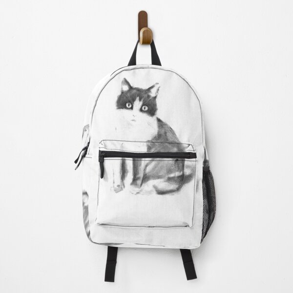 Item preview, cat sitting in black and white charcoal designed and sold by s-flo-art.