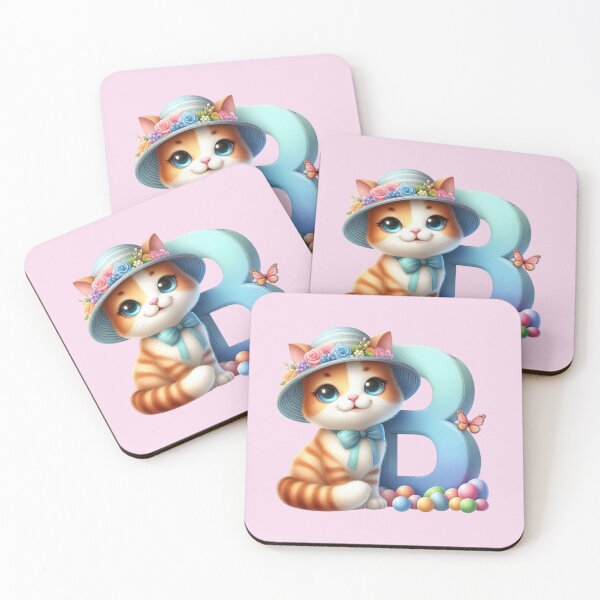 Item preview, Cute Cat Rainbow Letter B designed and sold by NettiesWallArt.
