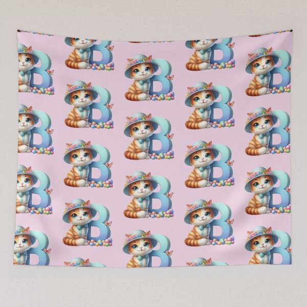 Item preview, Cute Cat Rainbow Letter B designed and sold by NettiesWallArt.