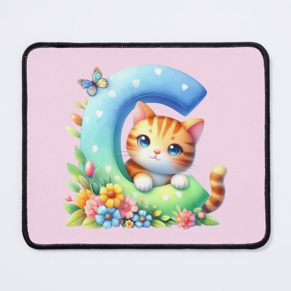 Item preview, Cute Cat Rainbow Letter C designed and sold by NettiesWallArt.