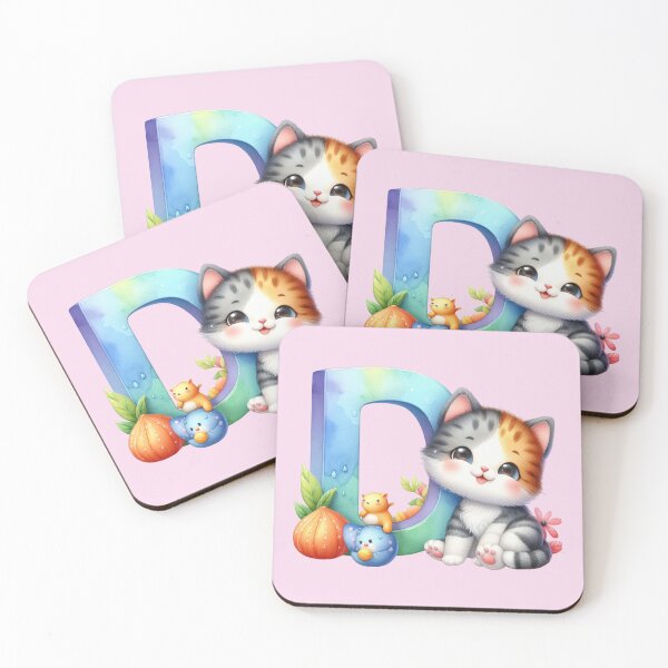 Item preview, Cute Cat Rainbow Letter D designed and sold by NettiesWallArt.