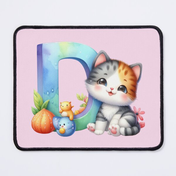 Item preview, Cute Cat Rainbow Letter D designed and sold by NettiesWallArt.