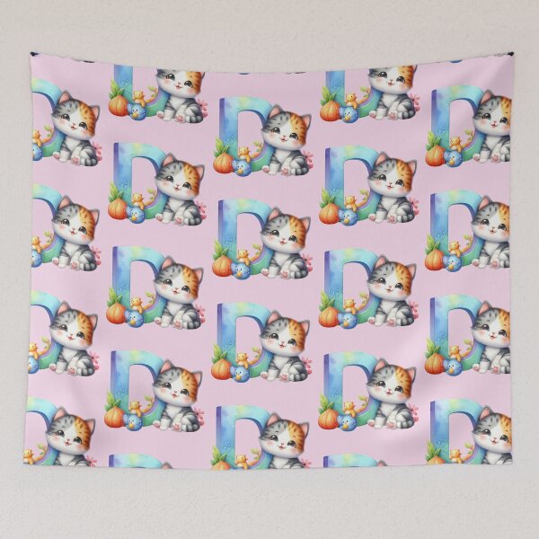 Item preview, Cute Cat Rainbow Letter D designed and sold by NettiesWallArt.