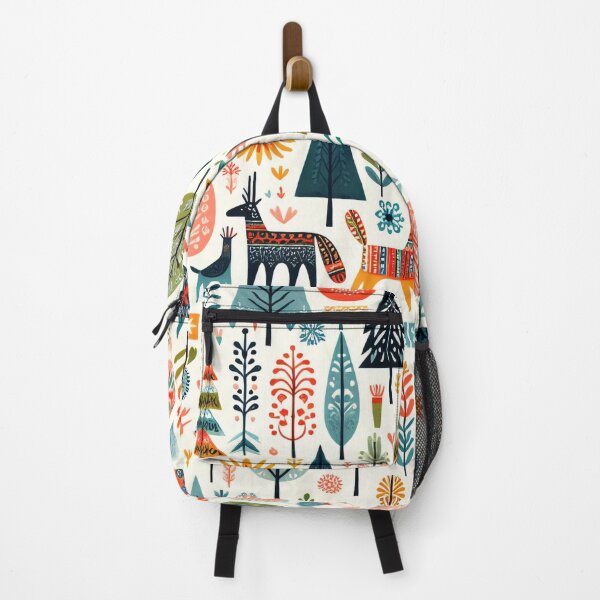 Item preview, Scandinavian Folk Art Deer tree animal pattern  designed and sold by FOLK ART FUSION.