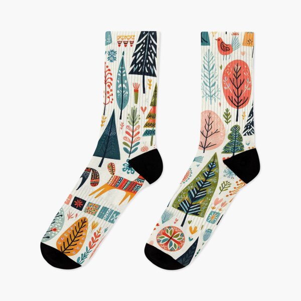 Item preview, Scandinavian Folk Art Deer tree animal pattern  designed and sold by FOLK ART FUSION by heidiannemorris.
