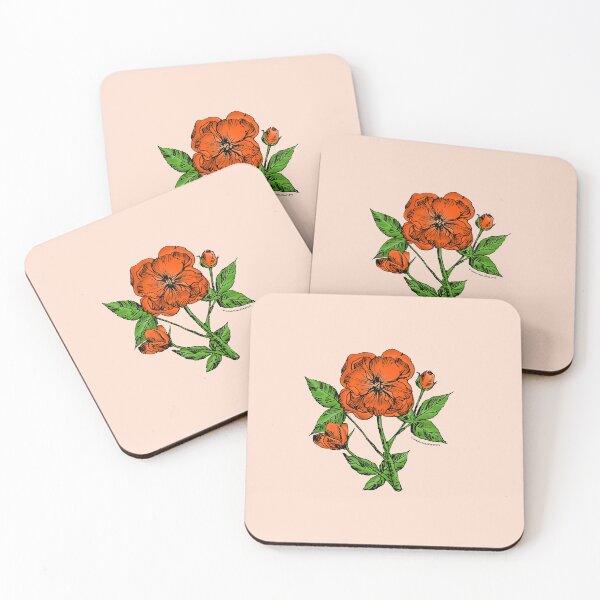 Item preview, Orange Pompon Rose Bloom Semi-Double 8-15 Petals In 2 Rows designed and sold by zenithcreative.