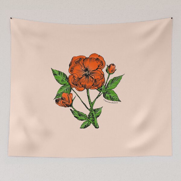 Item preview, Orange Pompon Rose Bloom Semi-Double 8-15 Petals In 2 Rows designed and sold by zenithcreative.