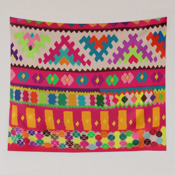 Item preview, Multicolor embroidery maximalist chevron decor dopamine dressing print  designed and sold by T-Mex.