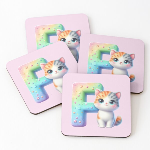 Item preview, Cute Cat Rainbow Letter F designed and sold by NettiesWallArt.