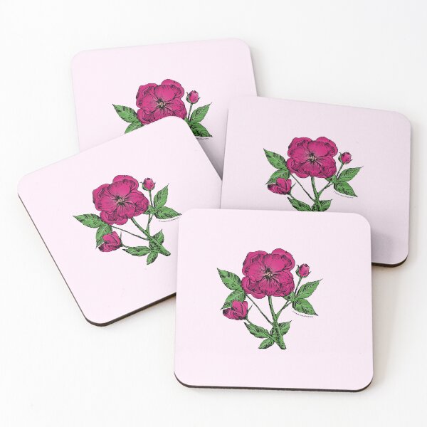 Item preview, Deep Pink Pompon Rose Bloom Semi-Double 8-15 Petals In 2 Rows designed and sold by zenithcreative.