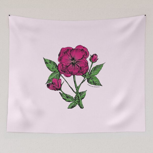 Item preview, Deep Pink Pompon Rose Bloom Semi-Double 8-15 Petals In 2 Rows designed and sold by zenithcreative.